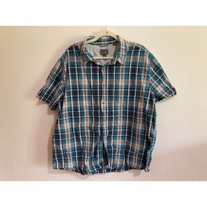 Royal Robbins Standard Fit‎ Blue Plaid Button Up Shirt Size XXL Men Short Sleeve